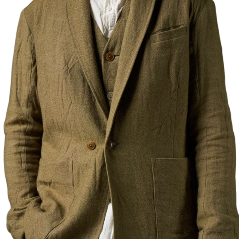 Vintage Shawl Collar Cotton and Linen Blazer