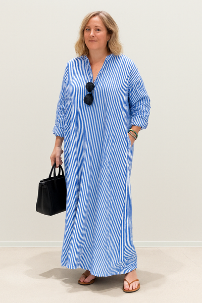 Long Striped Tummy Covering Dress | OKAPI