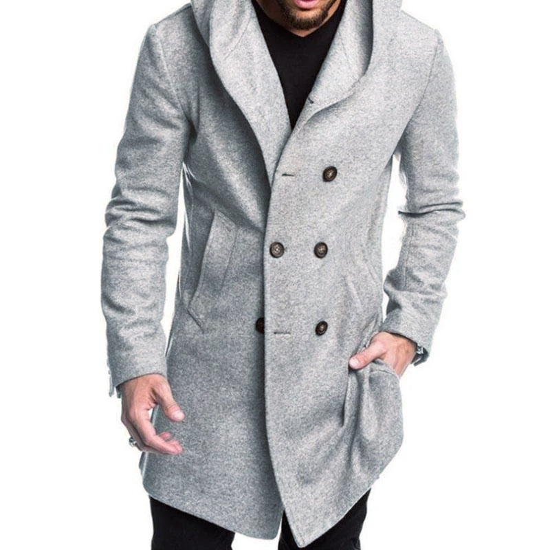 Men's Casual Hooded Double Breasted Coat 61052493M