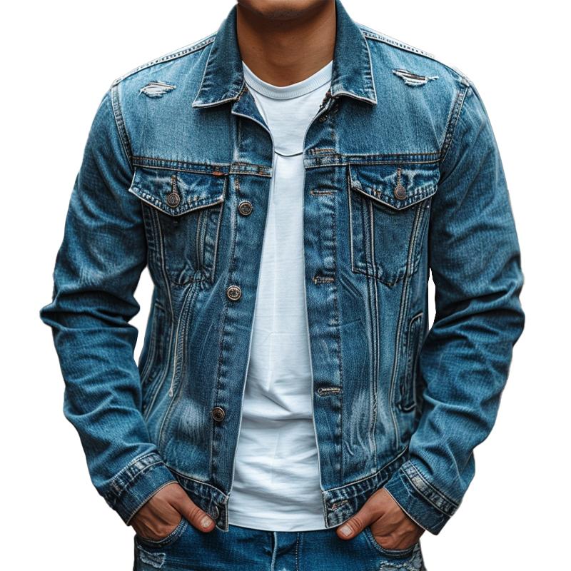 Men's Vintage Washed Denim Jacket