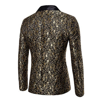 Vintage Jacquard Lapel One Button Blazer