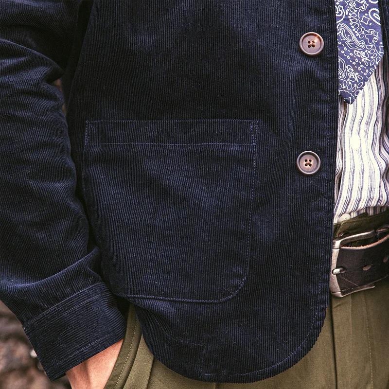 Men's Retro Corduroy Lapel Single Breasted Casual Jacket