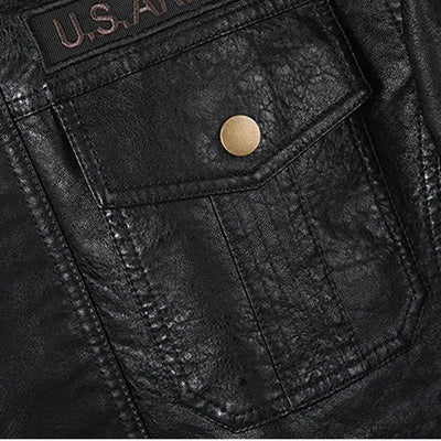 Men's Embroidered Leather Motorcycle Jacket