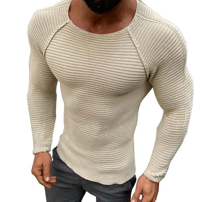 Men's Round Neck Slim Long Sleeve Knit Pullover Sweater 78864016M