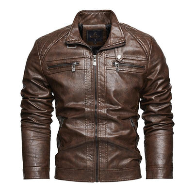 Men's American Retro Leather Motorcycle Jacket