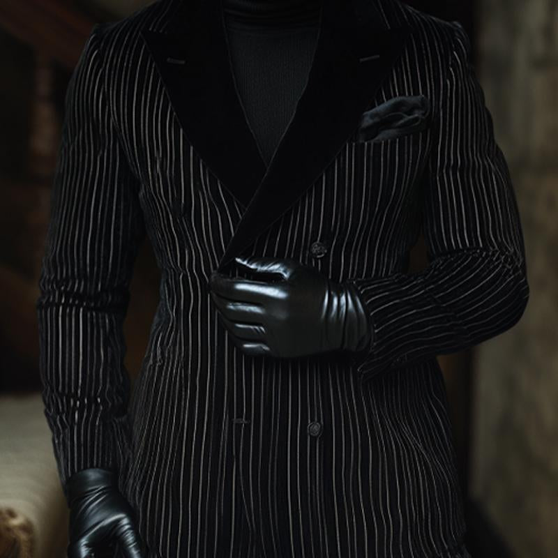 Vintage Vertical Striped Velvet Blazer