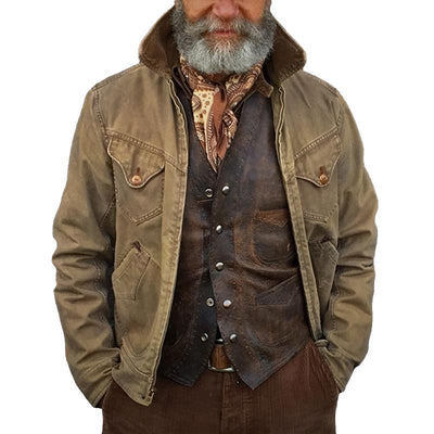 Men's Vintage Distressed Multi-Pocket Jacket
