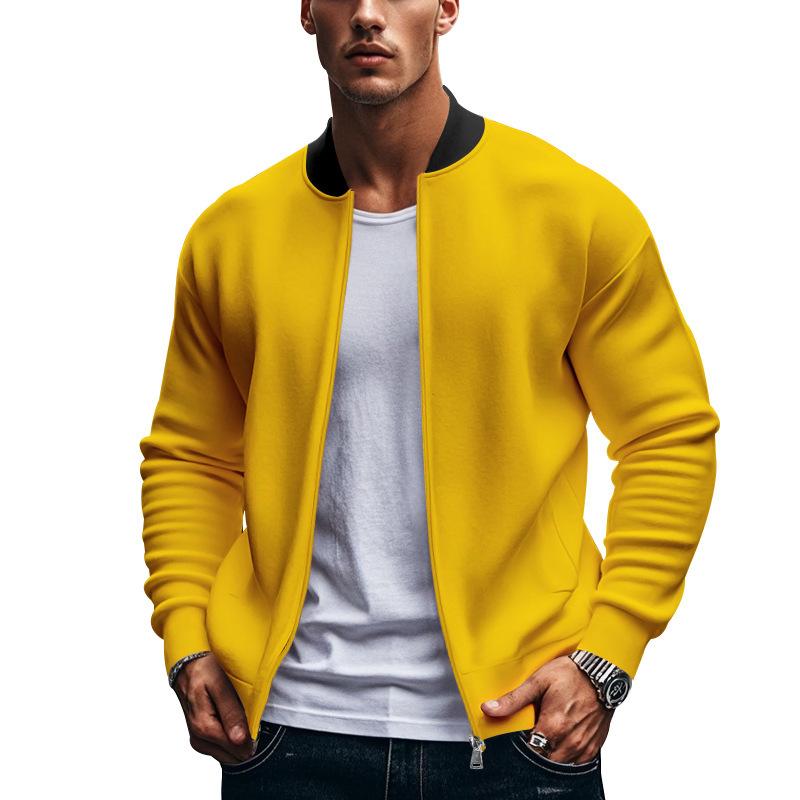 Men's Contrast Color Casual Zipper Baseball Jacket