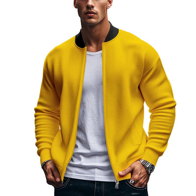 Men's Contrast Color Casual Zipper Baseball Jacket