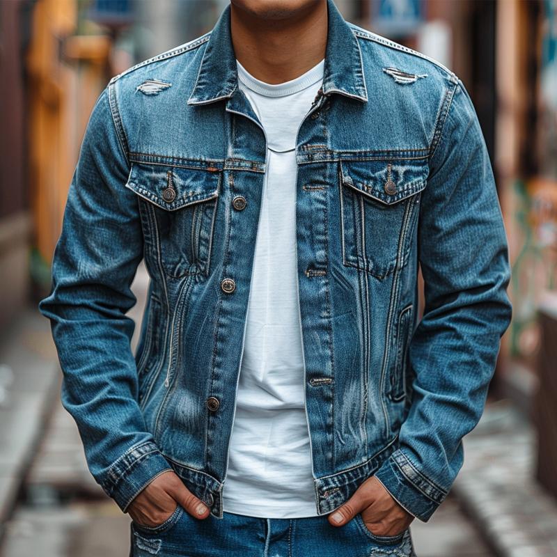 Men's Vintage Washed Denim Jacket