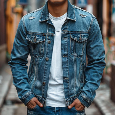 Men's Vintage Washed Denim Jacket