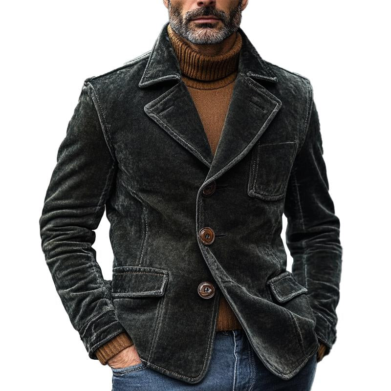 Solid Velvet Single Breasted Blazer