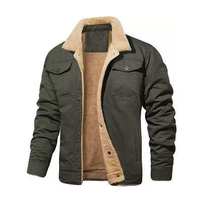 Men's Classic Casual Fleece Cotton Multi-Pocket Botton Jacket