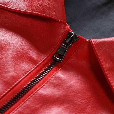Men's Lapel Collar Zip-Up Leather Jacket