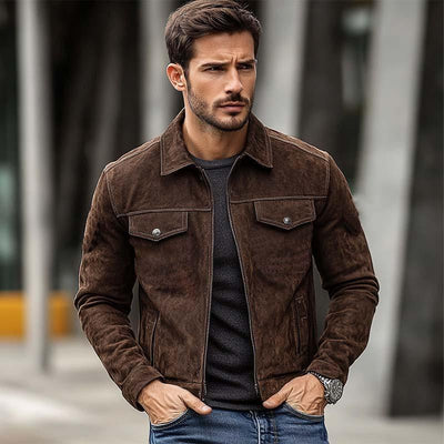 Men's Classic Casual Slim Fit Suede Jacket