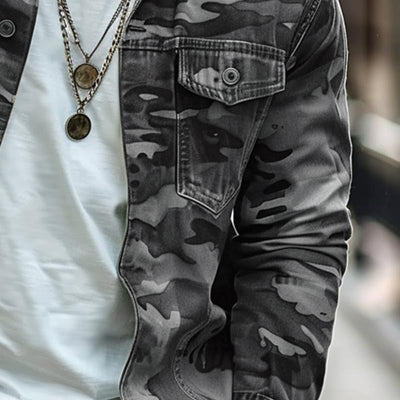 Men's Vintage Camouflage Print Single Breasted Jacket