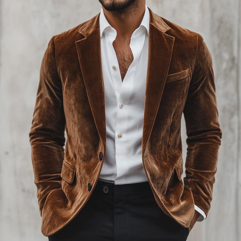 Vintage Casual Velvet Single Breasted Blazer