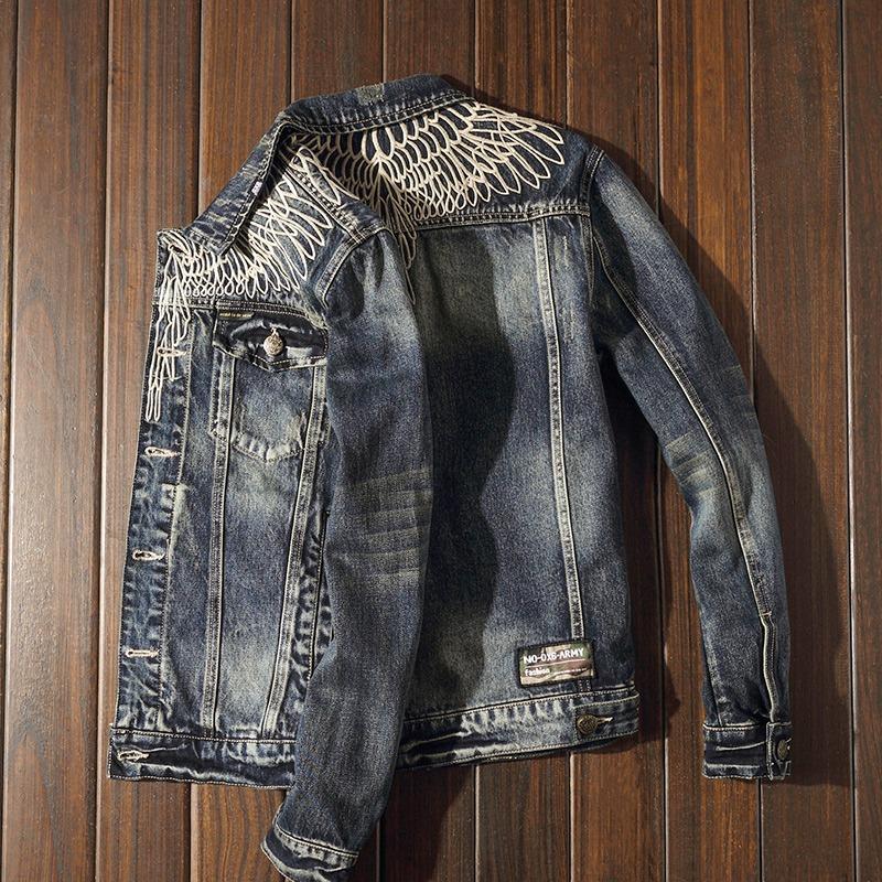 Men's Vintage Denim Embroidered Jacket