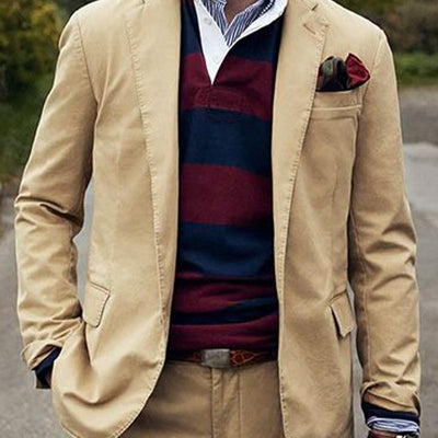 Vintage Khaki Notched Lapel Blazer