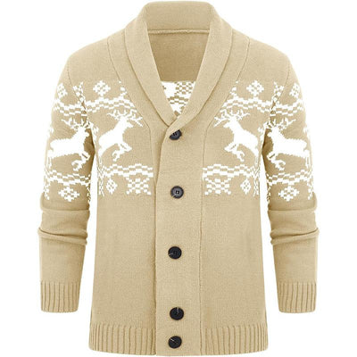 Men's Elk Jacquard Knit Cardigan Jacket 07067807X