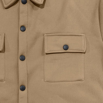 Men's Solid Color Plush Lapel Chest Pocket Single Breasted Jacket