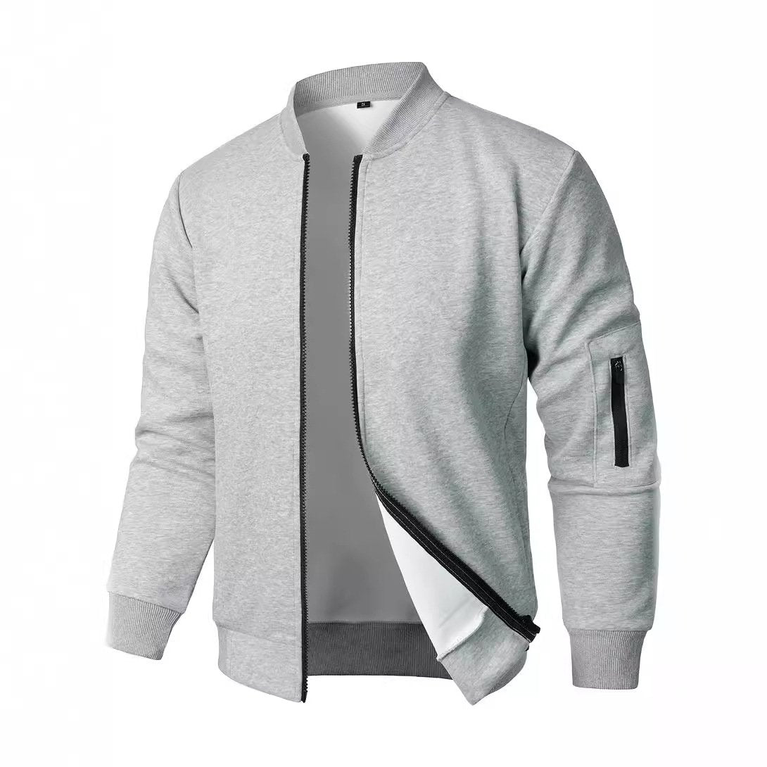 Men's Retro Casual Solid Color Zipper Baseball Jacket