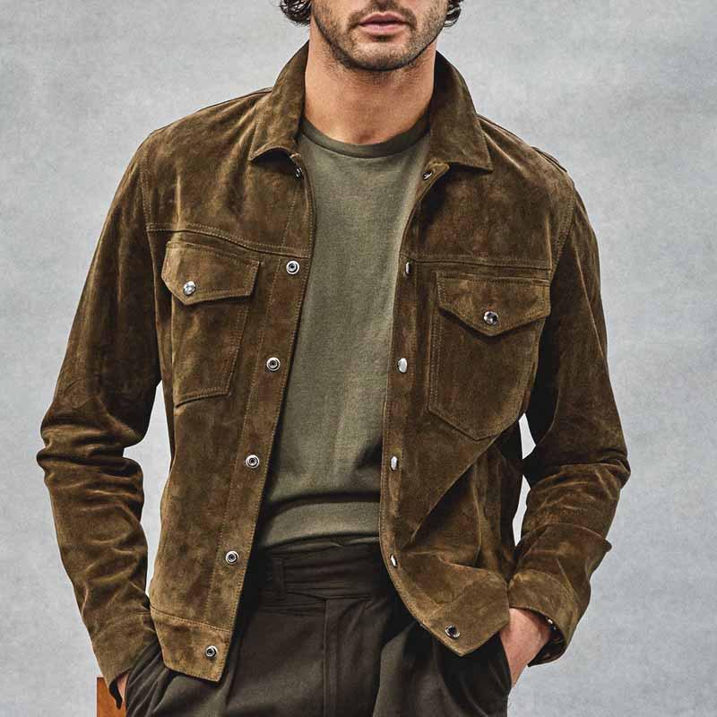 Men's Vintage Suede Button Jacket