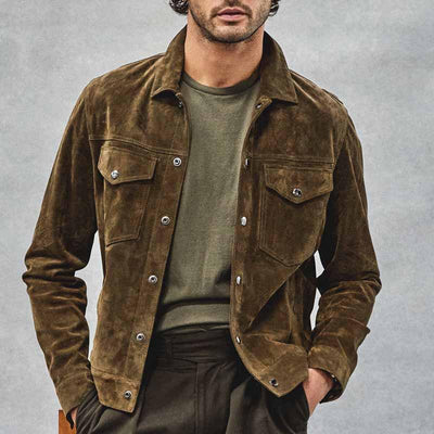 Men's Vintage Suede Button Jacket