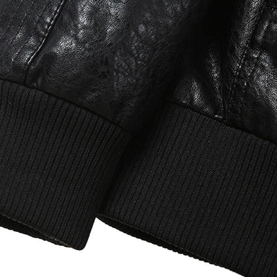 Men's Embroidered Leather Motorcycle Jacket