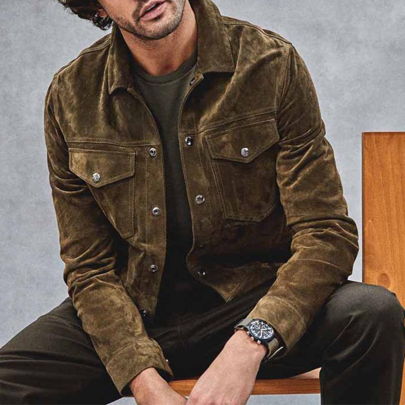 Men's Vintage Suede Button Jacket