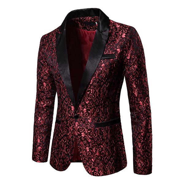 Vintage Jacquard Lapel One Button Blazer
