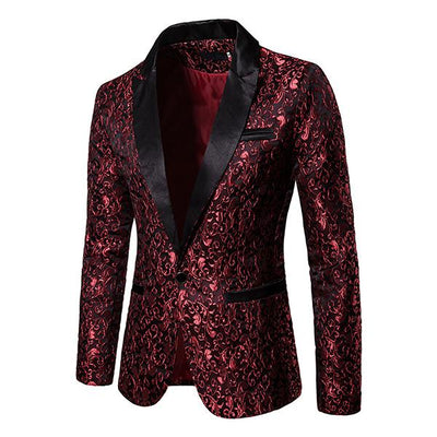 Vintage Jacquard Lapel One Button Blazer