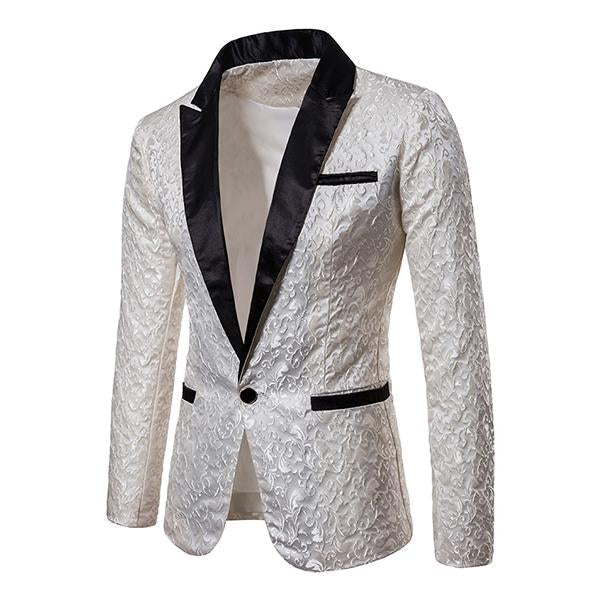 Vintage Jacquard Lapel One Button Blazer