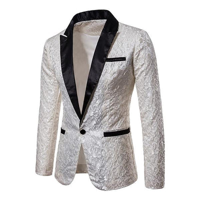 Vintage Jacquard Lapel One Button Blazer