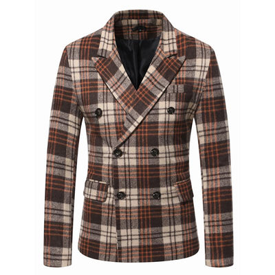 Autumn and Winter Lapel Thickened Plaid Blazer