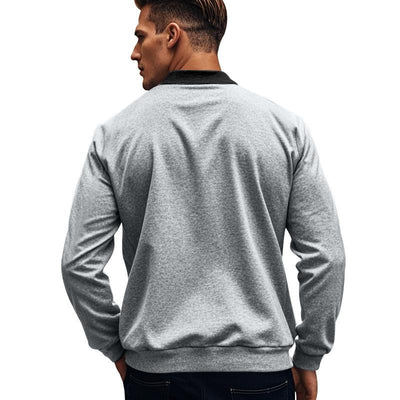 Men's Contrast Color Casual Zipper Baseball Jacket