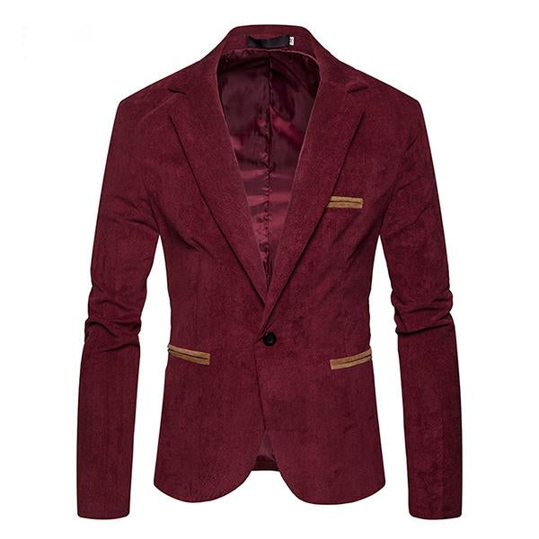 Casual Contrast Lapel Corduroy Blazer