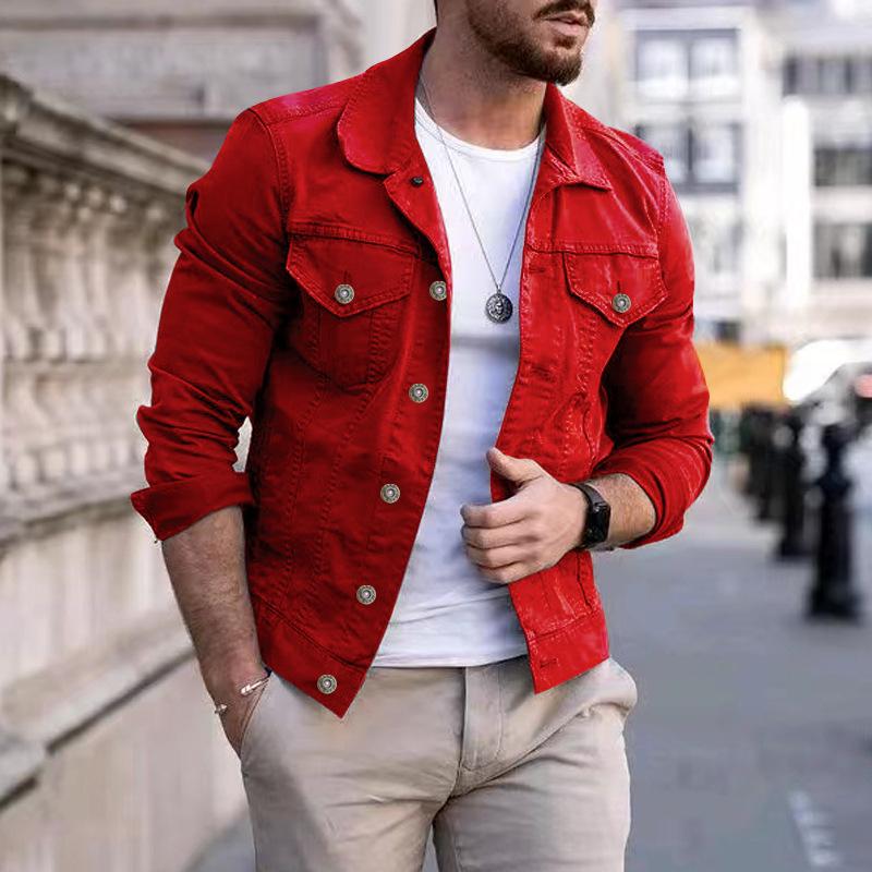 Men's Casual Slim Fit Multi-pocket Lapel Work Jacket