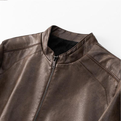 Men's Vintage Plush Leather Jacket