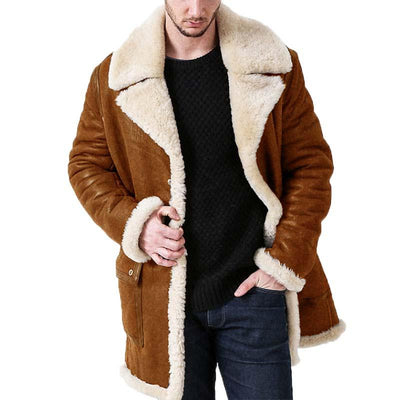 Men's Classic Casual Multi-Pocket Button Faux Fur Coat 59747514K