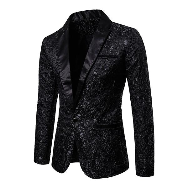Vintage Jacquard Lapel One Button Blazer
