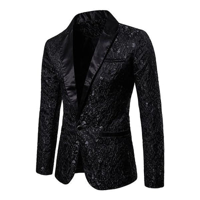 Vintage Jacquard Lapel One Button Blazer