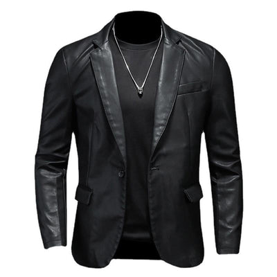 Single Breasted Leather Blazer