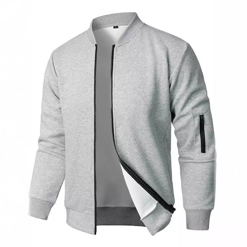 Men's Retro Casual Solid Color Zipper Baseball Jacket