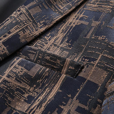 Vintage Print Slim Fit One Button Blazer
