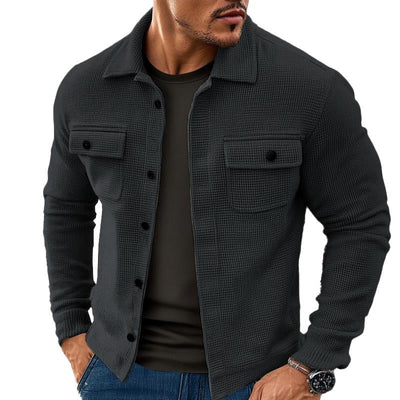 Men's Vintage Waffle Solid Lapel Jacket