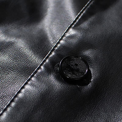 Vintage Lapel Single Breasted Slim Leather Blazer