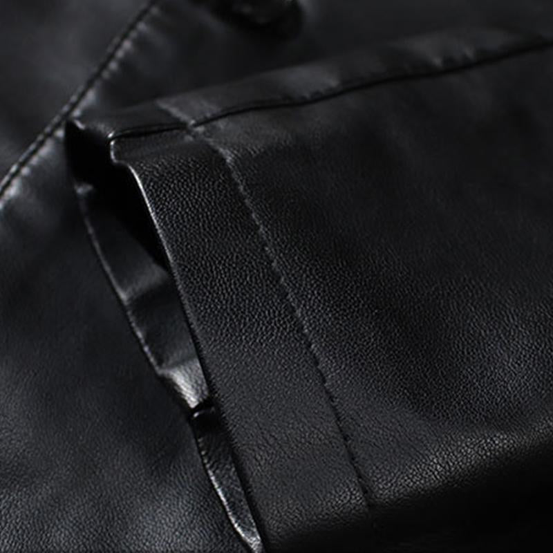 Vintage Lapel Single Breasted Slim Leather Blazer