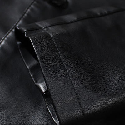 Vintage Lapel Single Breasted Slim Leather Blazer