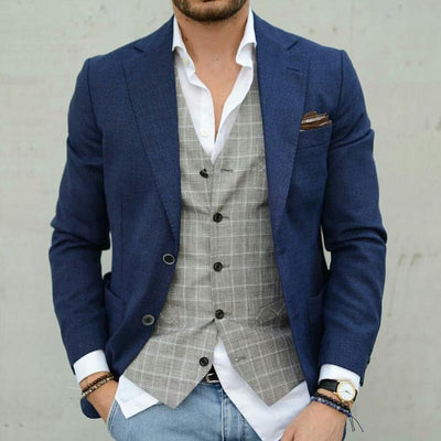 Vintage Casual Solid Pocket Blazer